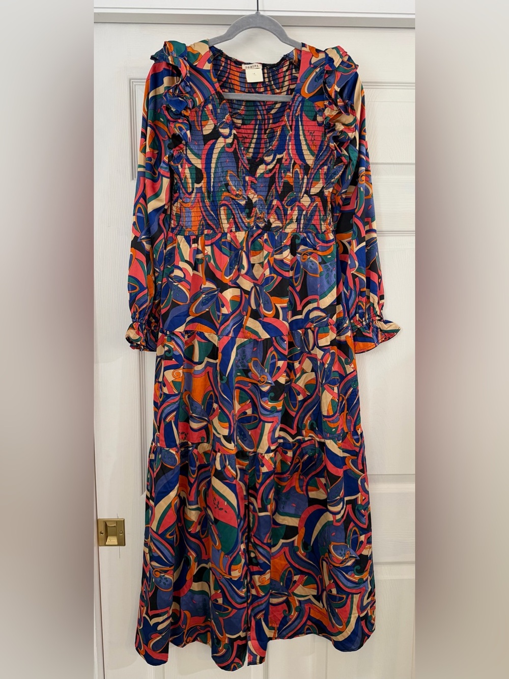 JODIFL Multicolor Navy Pink Orange Green Patterned Top